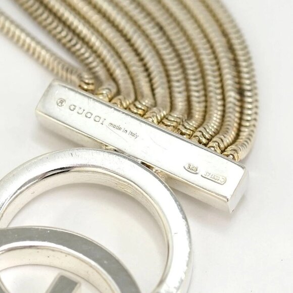 GUCCI Multi Strand G Logos Bracelet 7.5" Silver 925 Auth w/Box #783-32 - Picture 16 of 16